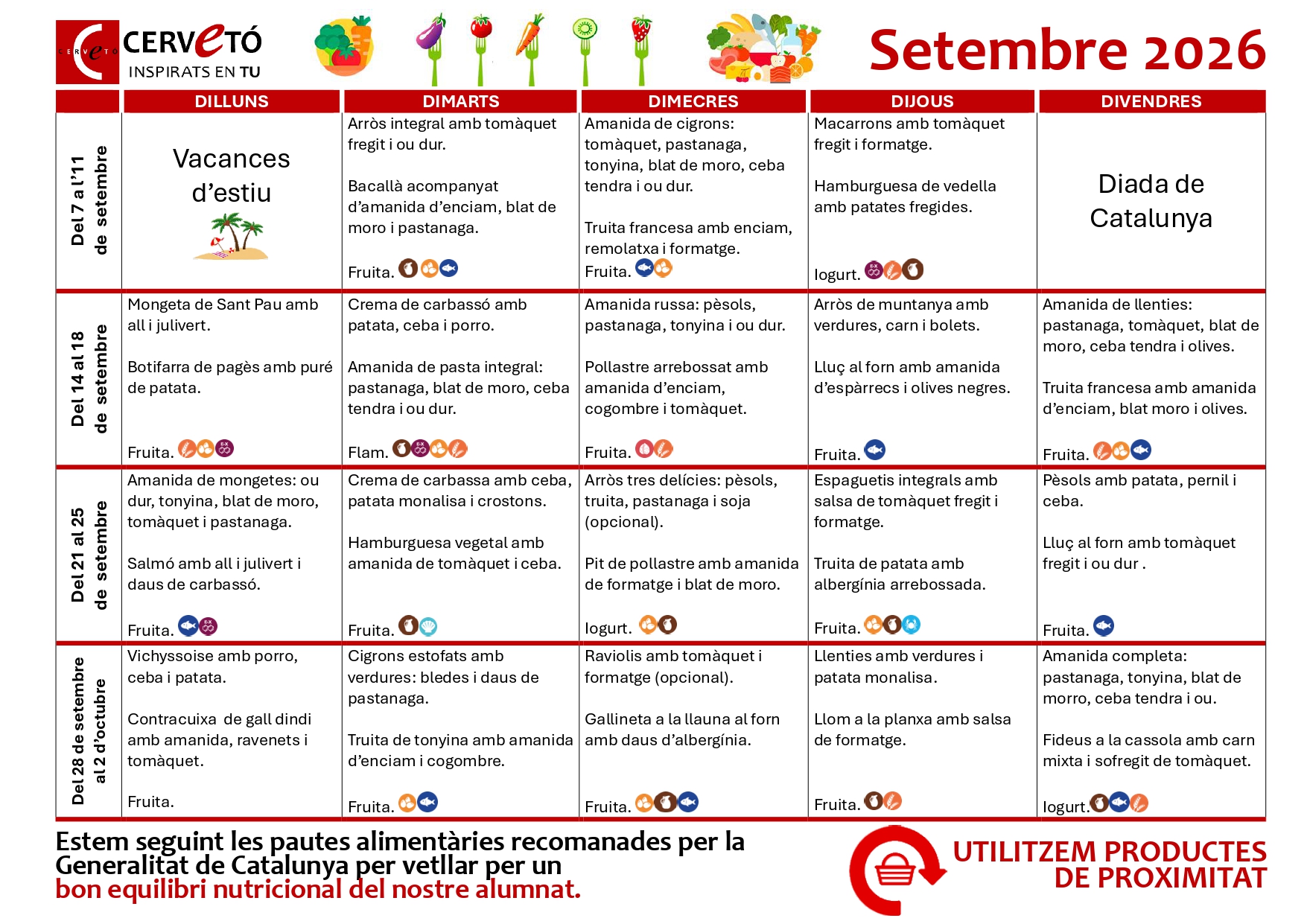 Menú setembre 2026